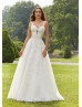 Detachable Straps Beaded Ivory Lace Tulle Timeless Wedding Dress